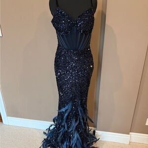 Midnight Blue Sequin Maxi Dress